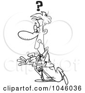 Royalty Free RF Clip Art Illustration Of A Cartoon Black And White Outline Design Of A Businessman Counting His Fingers