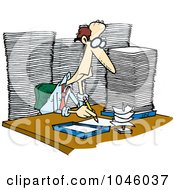 Royalty Free RF Clip Art Illustration Of A Cartoon Businessman Surrounded By Paperwork