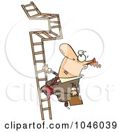 Royalty Free RF Clip Art Illustration Of A Cartoon Businessman Climbing A Convoluted Ladder by toonaday
