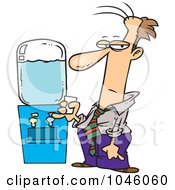 Cartoon Businessman By A Water Cooler