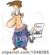 Royalty Free RF Clip Art Illustration Of A Cartoon Businessman Chained To A Contract