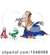 Royalty Free RF Clip Art Illustration Of A Cartoon Black Businessman Crunching Numbers
