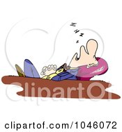 Poster, Art Print Of Cartoon Businessman Sleeping At His Desk