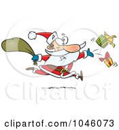 Poster, Art Print Of Cartoon Santa Tossing Gifts