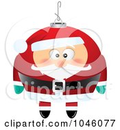 Poster, Art Print Of Cartoon Black And White Outline Design Of A Santa Xmas Ornament