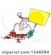 Poster, Art Print Of Cartoon Santa Carrying A Blank Sign