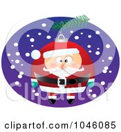 Poster, Art Print Of Cartoon Black And White Outline Design Of A Santa Christmas Ornament