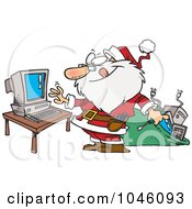 Poster, Art Print Of Cartoon Computer Repair Santa
