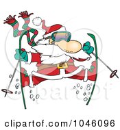 Poster, Art Print Of Cartoon Skiing Santa