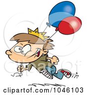 Poster, Art Print Of Cartoon Birthday Boy Running With Balloons