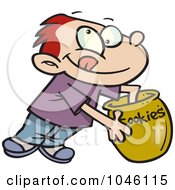 Cartoon Boy Reaching In A Cookie Jar