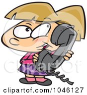 Poster, Art Print Of Cartoon Girl Talking On A Phone