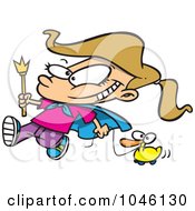 Poster, Art Print Of Cartoon Parade Girl Pulling A Duck