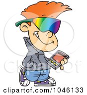 Poster, Art Print Of Cartoon Cool Kid Carrying A Smart Phone