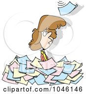 Poster, Art Print Of Cartoon Woman Standing In A Pile Of Paperwork