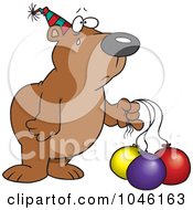 Cartoon Birthday Bear With Deflating Balloons