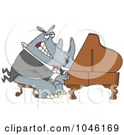 Cartoon Rhino Pianist