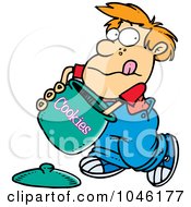 Royalty Free RF Clip Art Illustration Of A Cartoon Boy Reaching In The Cookie Jar by toonaday