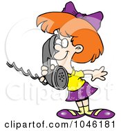 Royalty Free RF Clip Art Illustration Of A Cartoon Girl Talking On A Telephone