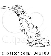 Royalty Free RF Clip Art Illustration Of A Cartoon Black And White Outline Design Of A Phoenix Rising From The Ashes