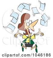 Poster, Art Print Of Cartoon Happy Businesswoman Tossing Paperwork