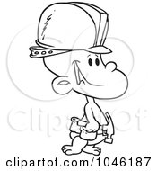 Royalty Free RF Clip Art Illustration Of A Cartoon Black And White Outline Design Of A Construction Baby Boy
