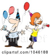 Poster, Art Print Of Cartoon Man And Woman At An Office Party