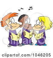 Poster, Art Print Of Cartoon Singing Kids In A Choir