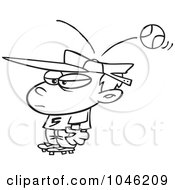 Royalty Free RF Clip Art Illustration Of A Cartoon Black And White Outline Design Of A Baseball Hitting A Boy On The Head