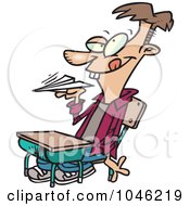 Royalty Free RF Clip Art Illustration Of A Cartoon Boy Tossing Paper Planes In Class