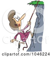 Royalty Free RF Clip Art Illustration Of A Cartoon Businesswoman Climbing A Hillside by toonaday