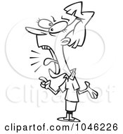 Royalty Free RF Clip Art Illustration Of A Cartoon Black And White Outline Design Of A Female Employee Screaming And Complaining by toonaday
