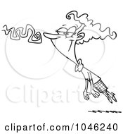 Royalty Free RF Clip Art Illustration Of A Cartoon Black And White Outline Design Of A Scent With A Woman In Its Clutches