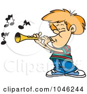 Cartoon Boy Playing A Clarinet