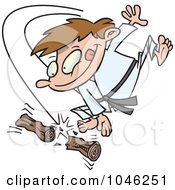 Poster, Art Print Of Cartoon Karate Boy Chopping Wood