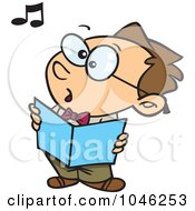 Poster, Art Print Of Cartoon Boy Singing In Choir