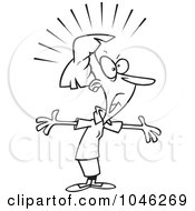 Royalty Free RF Clip Art Illustration Of A Cartoon Black And White Outline Design Of A Complaining Businesswoman by toonaday