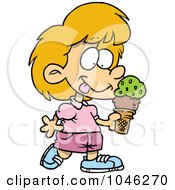 Royalty Free RF Clip Art Illustration Of A Cartoon Girl With Ice Cream