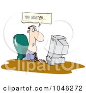 Royalty Free RF Clip Art Illustration Of A Cartoon Businessman Talking To A Computer
