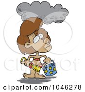 Poster, Art Print Of Cartoon Cloud Over A Girl At A Beach