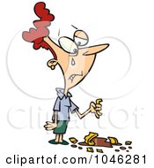 Royalty Free RF Clip Art Illustration Of A Cartoon Crying Woman With A Broken Coffee Cup