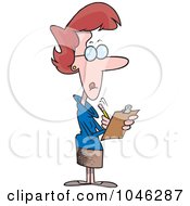 Poster, Art Print Of Cartoon Female Manager Using A Clip Board