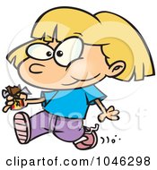 Royalty Free RF Clip Art Illustration Of A Cartoon Girl Walking And Eating A Candy Bar