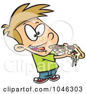 Poster, Art Print Of Cartoon Boy Eating Pizza