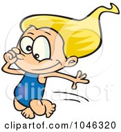 Royalty Free RF Clip Art Illustration Of A Cartoon Girl Plunging Into A Swimming Pool