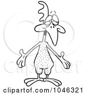 Royalty Free RF Clip Art Illustration Of A Cartoon Black And White Outline Design Of A Featherless Chicken