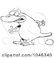 Poster, Art Print Of Cartoon Black And White Outline Design Of A Platypus Laying An Egg