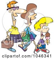Royalty Free RF Clip Art Illustration Of A Cartoon Family Going On A Picnic by toonaday