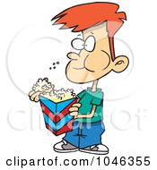 Poster, Art Print Of Cartoon Boy Eating Popcorn