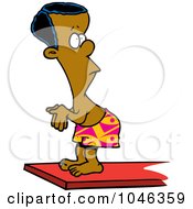 Royalty Free RF Clip Art Illustration Of A Cartoon Black Boy On A Diving Board by toonaday